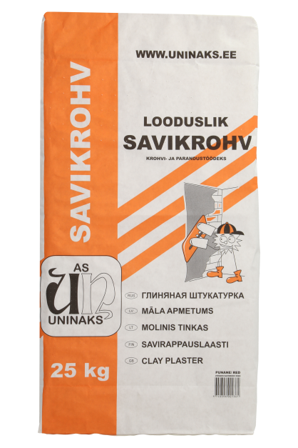 savikrohv-vaike UNINAKS Lerputs för inomhusbruk 25 kg – Naturlig och diffusionsöppen (0–2 mm)