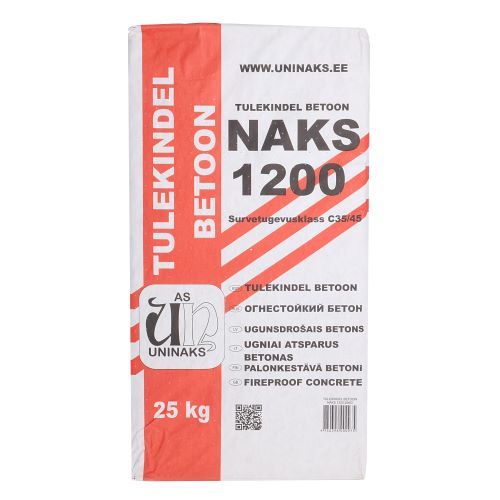 UNINAKS Eldfast Betong NAKS 1200 25 kg – Upp till +1200 °C
