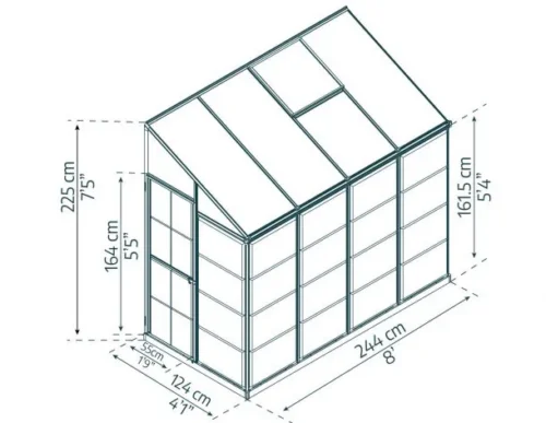 Växthus HYBRID 3,04 m² – Väggmonterat Växthus