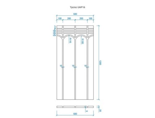 Tycroc UHP golvvärmeskiva 16 mm för rör 1200×600×25 mm