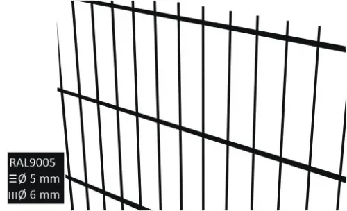 2D-stängselpanel 6/5/6 RAL9005 svart