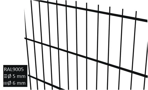 2daitaelementti-6-5-musta 2D-stängselpanel 6/5/6 RAL9005 svart