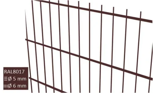 2D-stängselpanel 6/5/6 RAL8017 brun