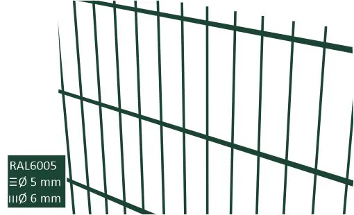 2D-stängselpanel 6/5/6 RAL6005 grön
