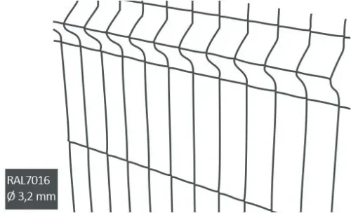 3D-stängselpanel 3 mm RAL7016 grå