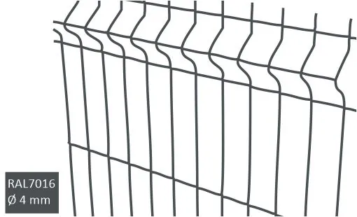 3D-stängselpanel 4 mm RAL7016 antracitgrå