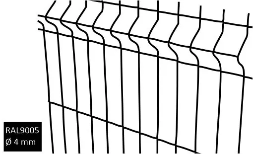 3D-stängselpanel 4 mm RAL9005 svart