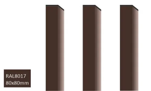 Hållbar stängselstolpe 80x80 mm RAL8017 brun