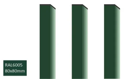 Hållbar stängselstolpe 80x80 mm RAL6005 grön