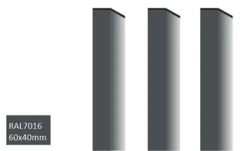 Hållbar stängselstolpe 40x60 mm RAL7016 grå